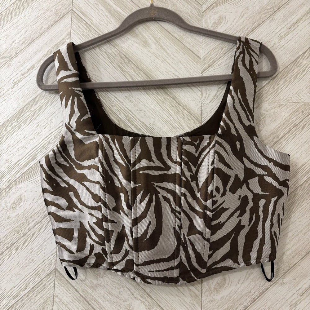 Forever 21 Brown Zebra Print Crop Top